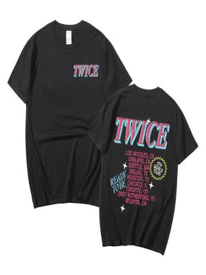 Supporting Singer Group TWICE Surrounding Harajuku Printed Fashion Men's and Women's T-shirts Top Short Sleeve